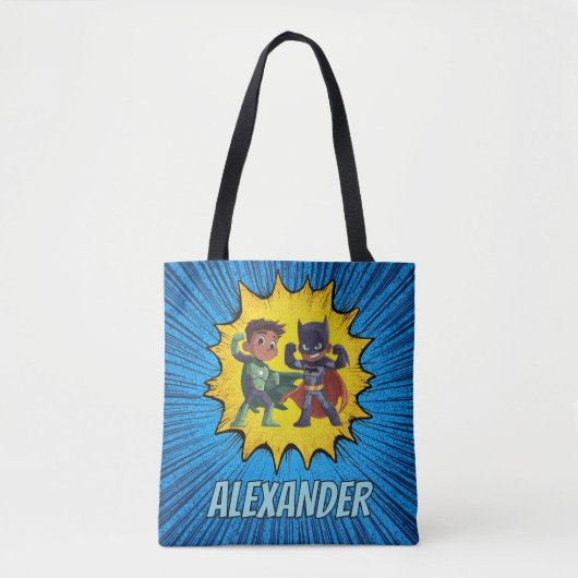 Superhero Personalised Boys Tote Bag Custom Name トートバッグ (正面)
