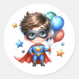 Superhero Round Sticker | Kids Birthday Party ラウンドシール