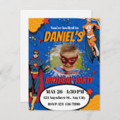 Superhero Spider Birthday Invitation with Photo  シーズンカード (正面/裏面)