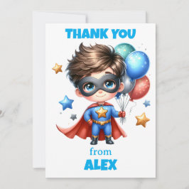 Superhero Thank You Card for Kids Birthday Party サンキューカード