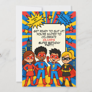 Superheroes Birthday Invitation – Custom 5x7 Card 招待状