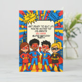 Superheroes Birthday Invitation – Custom 5x7 Card 招待状 (スタンド正面)