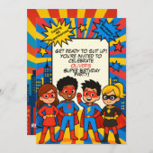 Superheroes Birthday Invitation – Custom 5x7 Card 招待状 (正面/裏面)