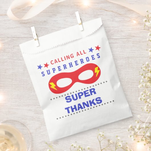 Superherosパーティーすごい感謝していユー フェイバーバッグ (クリップ留めされた状態)