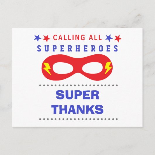 Superherosパーティーすごい感謝していユー ポストカード (正面)