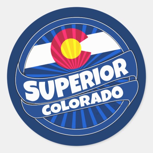 Superior Colorado国旗のバーストステッカー ラウンドシール (正面)