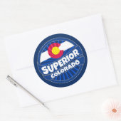 Superior Colorado国旗のバーストステッカー ラウンドシール (封筒)