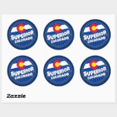 Superior Colorado国旗のバーストステッカー ラウンドシール (シート)
