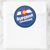 Superior Colorado国旗のバーストステッカー ラウンドシール (バッグ)