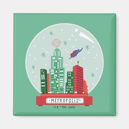 Superman Metropolis Snow Globe Graphic マグネット (正面)