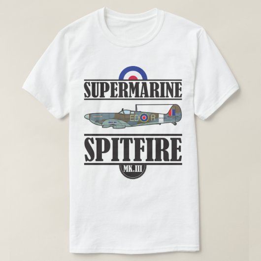 Supermarineの短気者のヴィンテージの航空WWII飛行機 Tシャツ (デザイン正面)