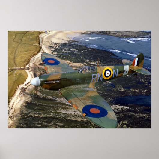 Supermarine Spitfire -ヴィンテージ航空写真 ポスター (正面)