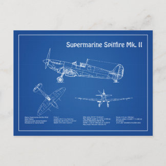 Supermarine Spitfire – 飛行機の設計図AD ポストカード