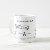 Supermarine Spitfire – 飛行機の設計図BD コーヒーマグカップ (正面左)