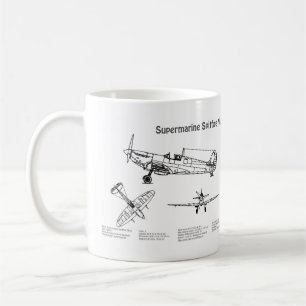 Supermarine Spitfire – 飛行機の設計図BD コーヒーマグカップ
