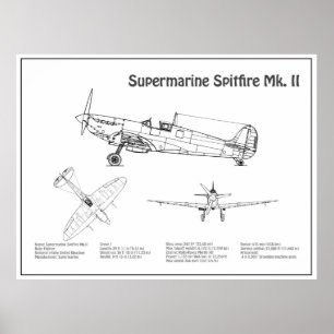Supermarine Spitfire – 飛行機の設計図BD ポスター