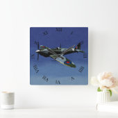Supermarine Spitfire ix壁時計。 スクエア壁時計 (ホーム)