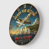 Supermarine Spitfire WWII Aviation Military Aircra ラージ壁時計 (傾斜)