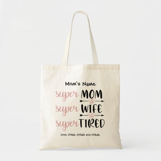 SuperMom妻すごい疲れすごいたカスタマイズ可能な写真 トートバッグ (正面)
