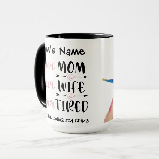 SuperMom妻すごい疲れすごいたカスタマイズ可能な写真 マグカップ (正面左)