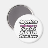 SuperMom...ソーシャル勉強先生 マグネット (正面/裏面)