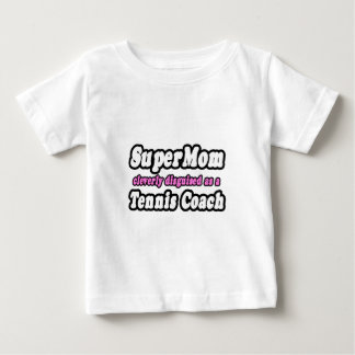 SuperMom...テニスコート ベビーTシャツ