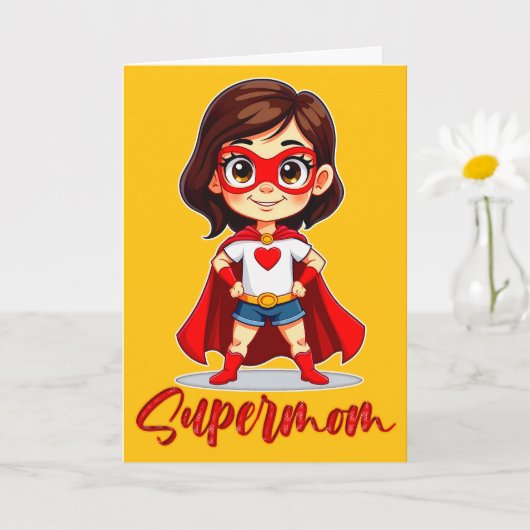 Supermom – Cute Mother Superhero Design カード (小さな植物)