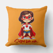 Supermom – Cute Mother Superhero Design クッション (正面)