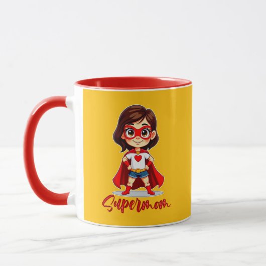 Supermom – Cute Mother Superhero Design マグカップ (左)