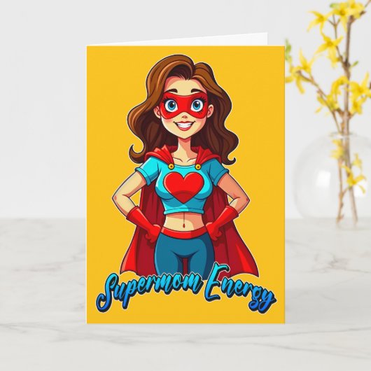 Supermom Energy – Strong Mother Illustration カード (黄色い花)