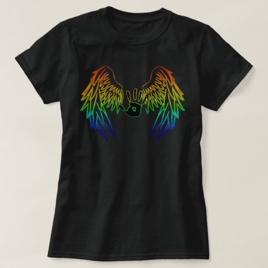 Supernatural Rainbow Angel Wings With Handprint Cl Tシャツ (デザイン正面)