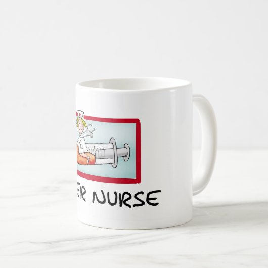 supernurse -スポイトのユーモアのあるな漫画のナース コーヒーマグカップ (正面右)