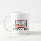 supernurse -スポイトのユーモアのあるな漫画のナース コーヒーマグカップ (左)