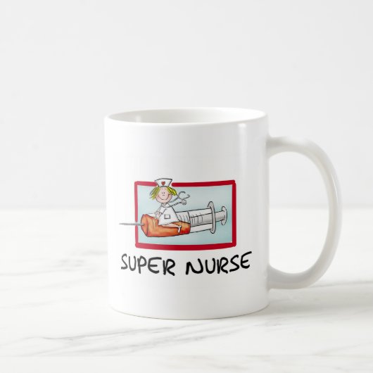 supernurse -スポイトのユーモアのあるな漫画のナース コーヒーマグカップ (右)