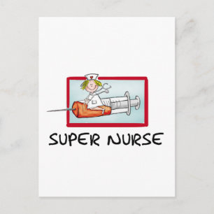 supernurse -スポイトのユーモアのあるな漫画のナース ポストカード