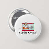 supernurse -スポイトのユーモアのあるな漫画のナース 缶バッジ (正面&裏面)