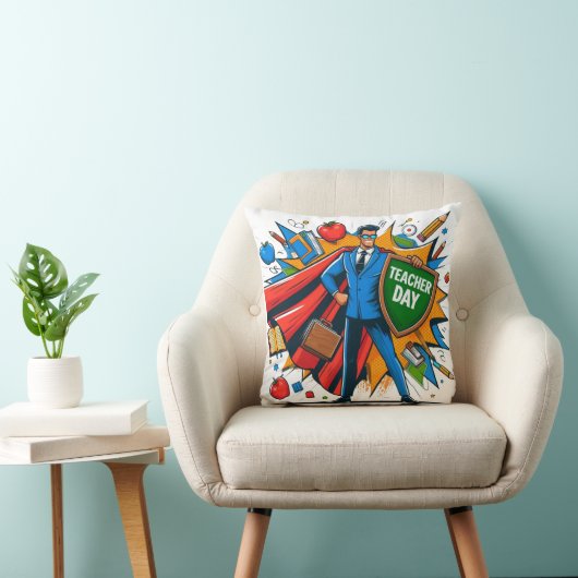 Superpower Teacher Fun Teacher Day Classroom Decor クッション (椅子)