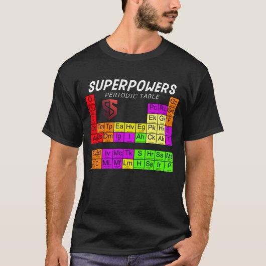 Superpowers periodic table tシャツ (正面)