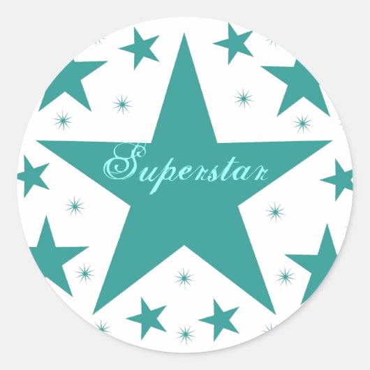 Superstarステッカー、ティール(緑がかった色) ラウンドシール (正面)