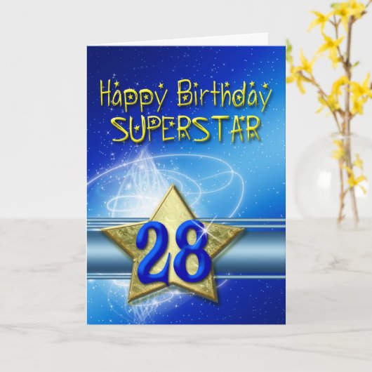 Superstar用28誕生日カード カード (黄色い花)