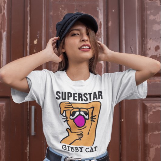 SUPERSTAR おもしろい Gibby Cat(ジンジャー)レディースTシャツ Tシャツ