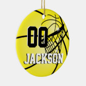 SuperStar Playerイエローバスケットボールのパーソナライズ セラミックオーナメント (右)