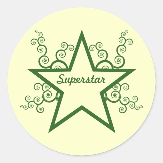 Superstar Swirlsスティッカー、森の緑 ラウンドシール (正面)