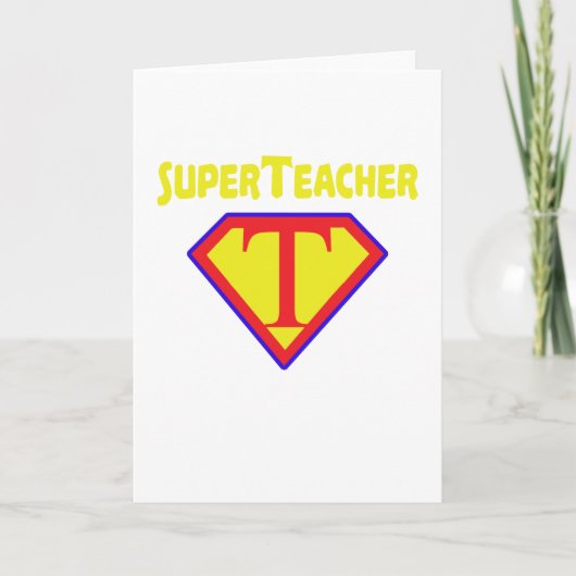 Superteacherのスーパーヒーローのおもしろいな先生のギフト シーズンカード (正面)