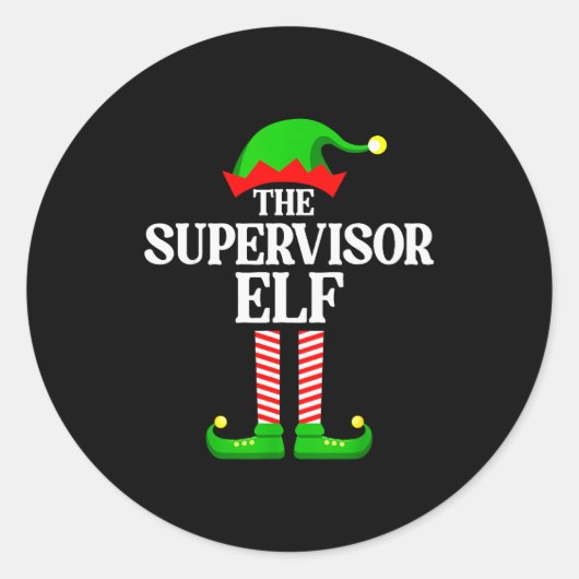 Supervisor Elf Family Matching Group Funny Christm ラウンドシール (正面)