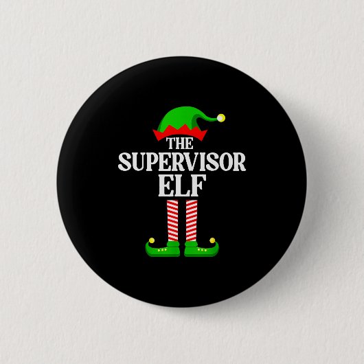 Supervisor Elf Family Matching Group Funny Christm 缶バッジ (正面)