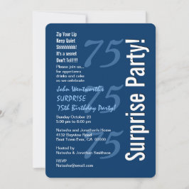 SUPLISE モダン 75誕生日ネイビーブルー&ホワイト 招待状