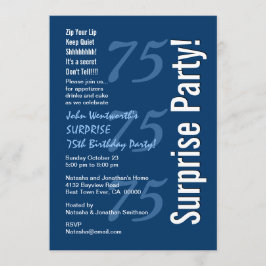 SUPLISE モダン 75誕生日ネイビーブルー&ホワイト 招待状