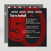SUPPLISE グランジ 50th誕生日RedおよびBlack W202 招待状 (正面/裏面)