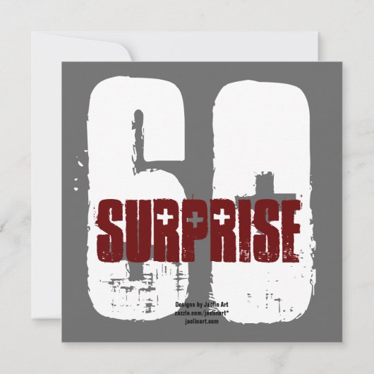 SUPPLISE グランジ 60番目の誕生日レッドおよびブラックW202C3 招待状 (裏面)